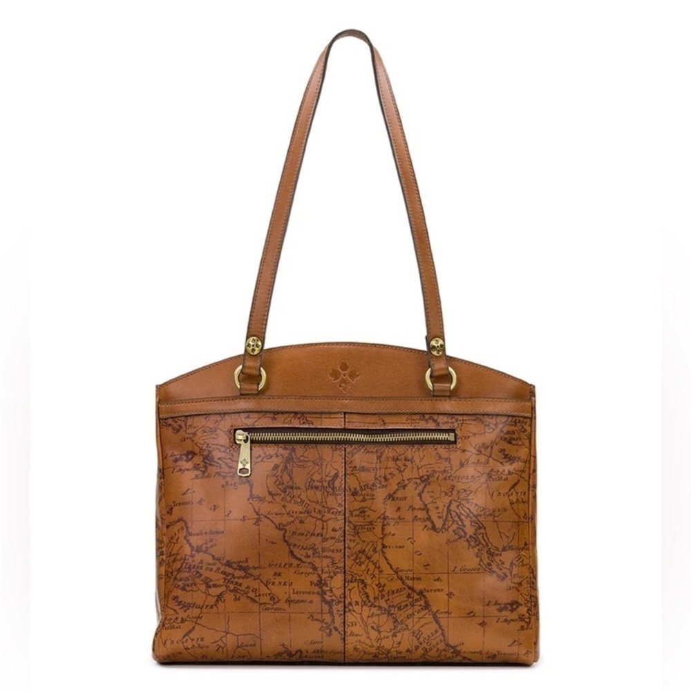 Patricia Nash Vintage Maptote Italian Leather Travel-Inspired Shoulder Bag